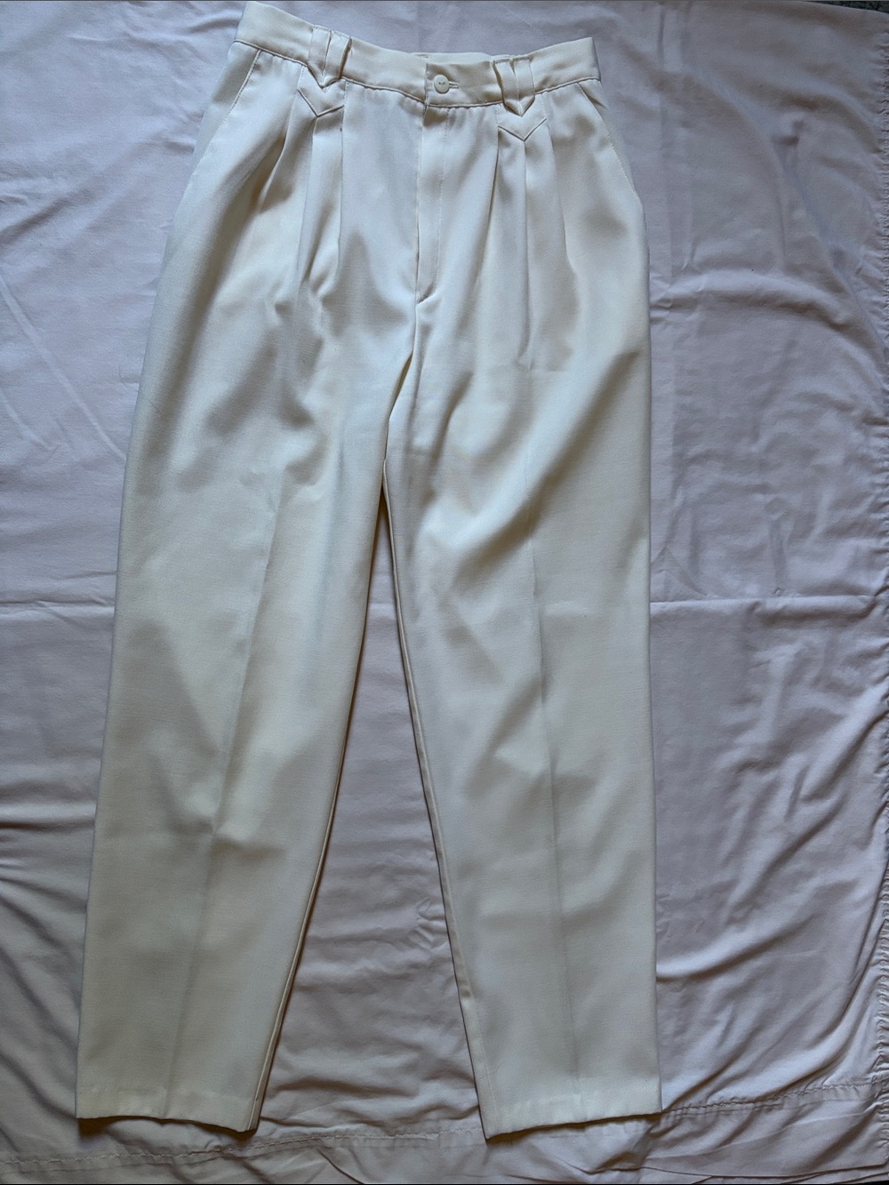 Classic High-Waist Cream Trousers